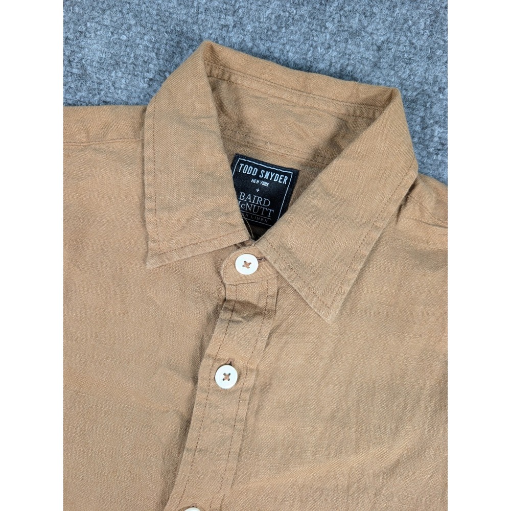 Todd Snyder + Baird Mcnutt Irish Linen Long Sleeve Button Shirt Mens XS Brown
